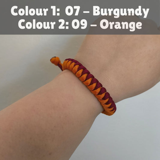 Custom Adjustable Paracord Wristband Snake-Knot: Two Colours - Choose Your Favourite Colour – Handmade