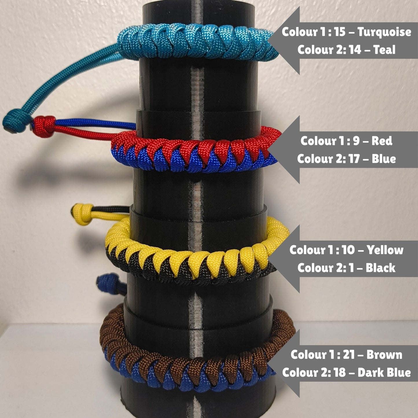Custom Adjustable Paracord Wristband Snake-Knot: Two Colours - Choose Your Favourite Colour – Handmade
