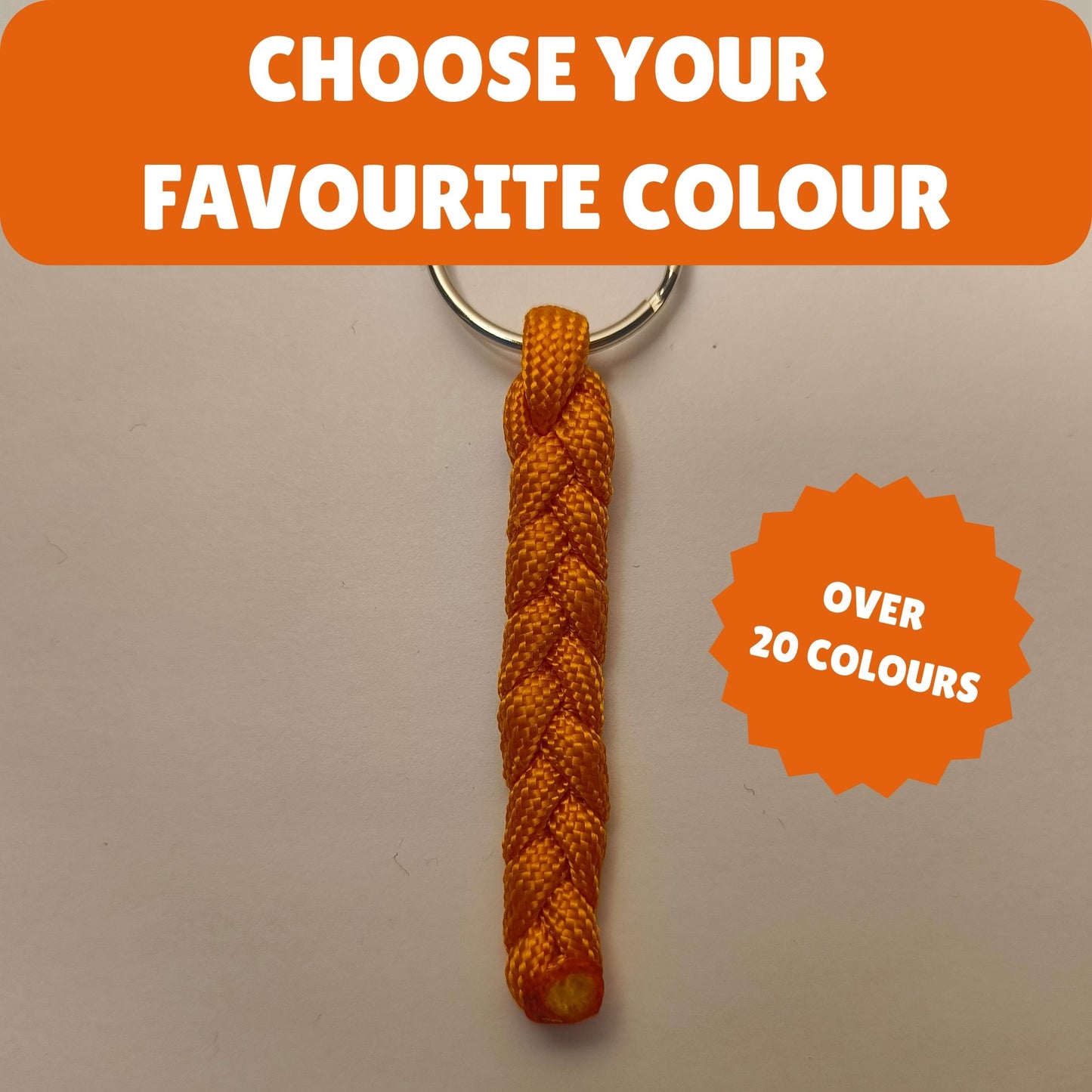 Custom Paracord Keyring: One Colour Braid  - Choose Your Favourite Colour - Handmade Accessory