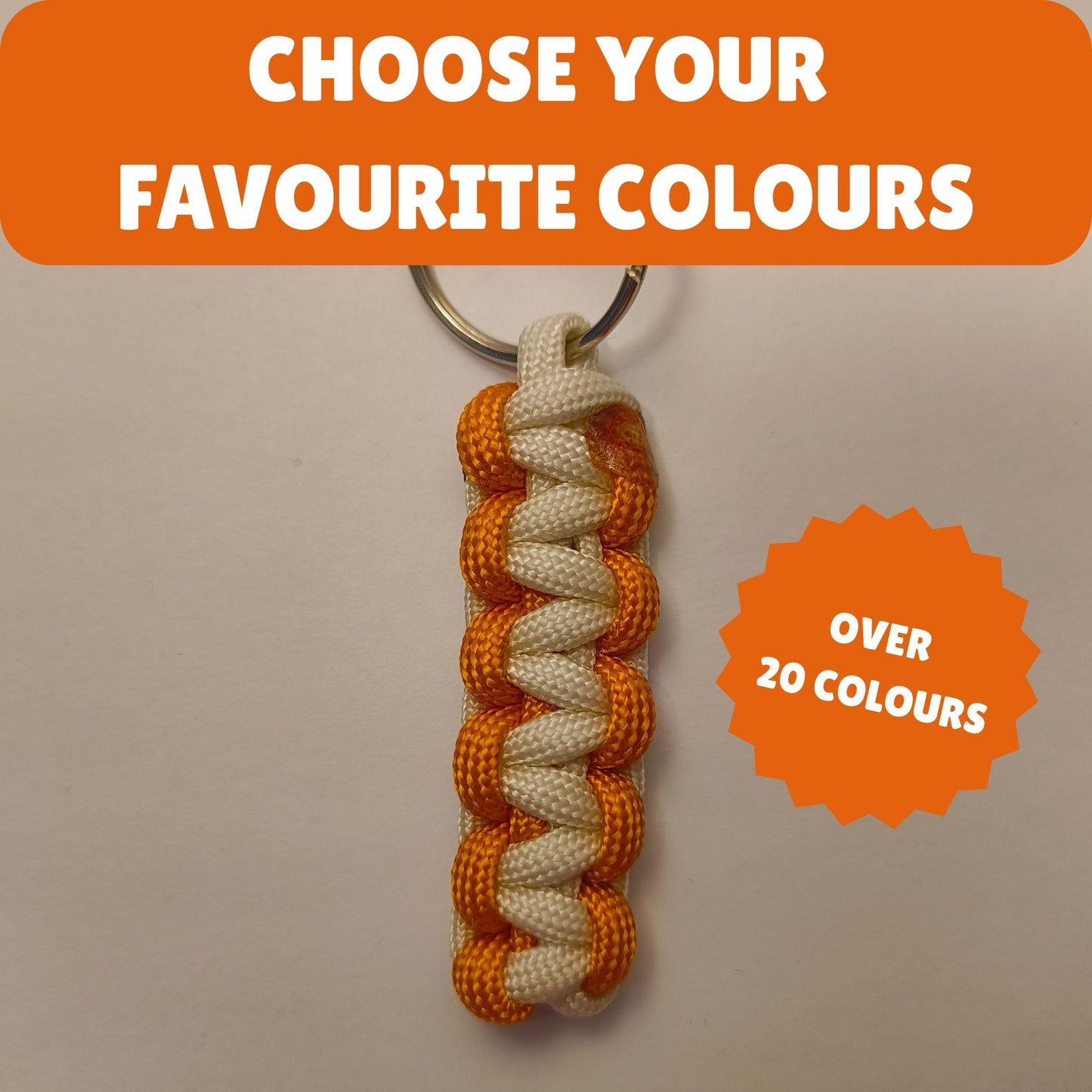 Custom Paracord Keyring: Two Colours Cobra Knot - Choose Your Favourite Colours - Handmade Accessory
