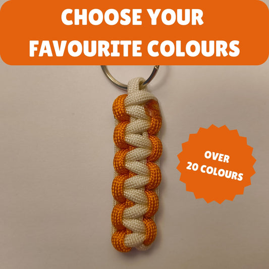 Custom Paracord Keyring: Two Colours Cobra Knot - Choose Your Favourite Colours - Handmade Accessory