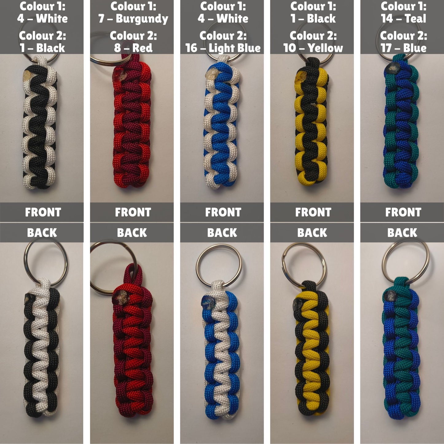 Custom Paracord Keyring: Two Colours Cobra Knot - Choose Your Favourite Colours - Handmade Accessory