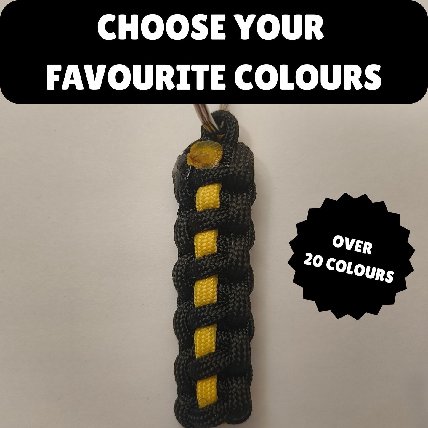 Custom Paracord Keyring: Cobra Knot with Accent Colour - Choose Your Favourite Colours - Handmade Accessory