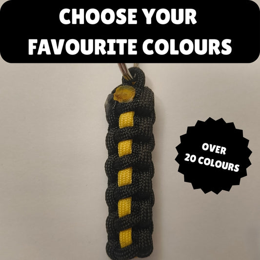 Custom Paracord Keyring: Cobra Knot with Accent Colour - Choose Your Favourite Colours - Handmade Accessory