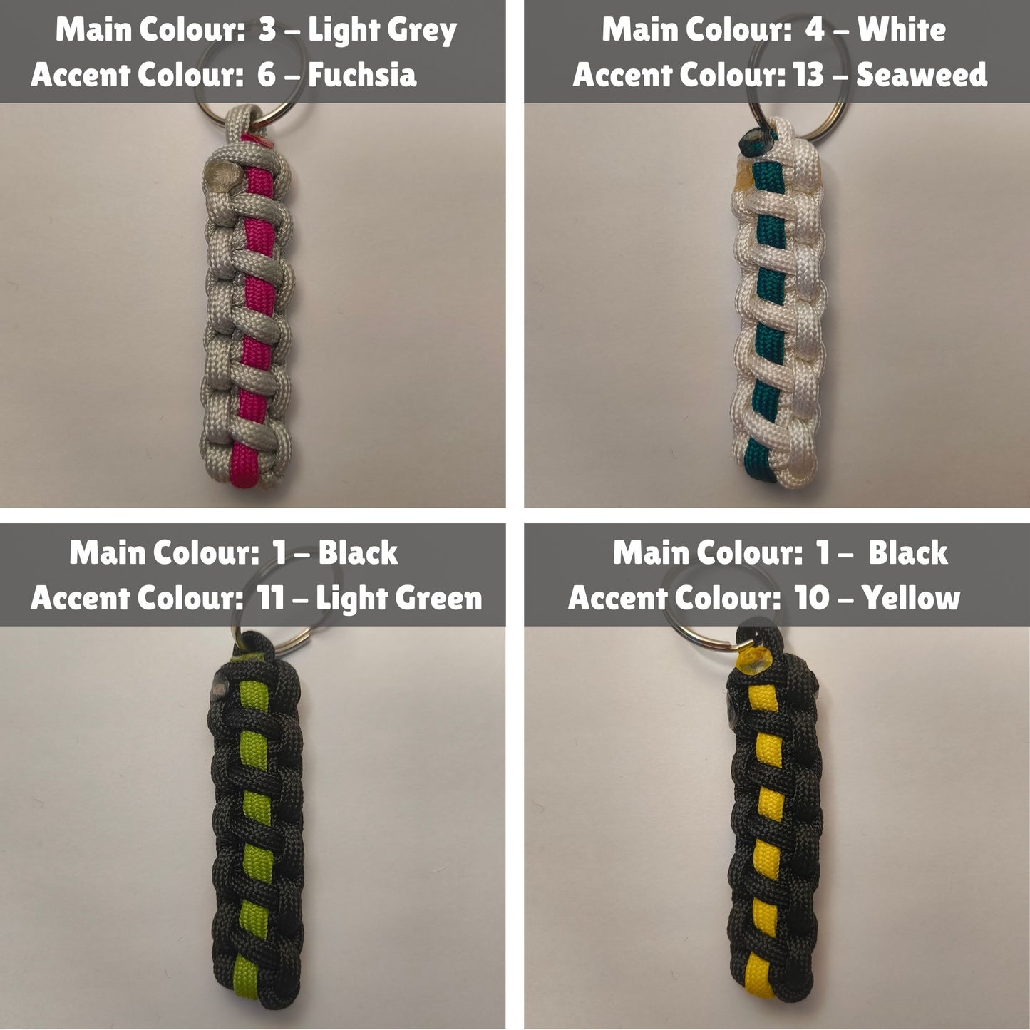 Custom Paracord Keyring: Cobra Knot with Accent Colour - Choose Your Favourite Colours - Handmade Accessory