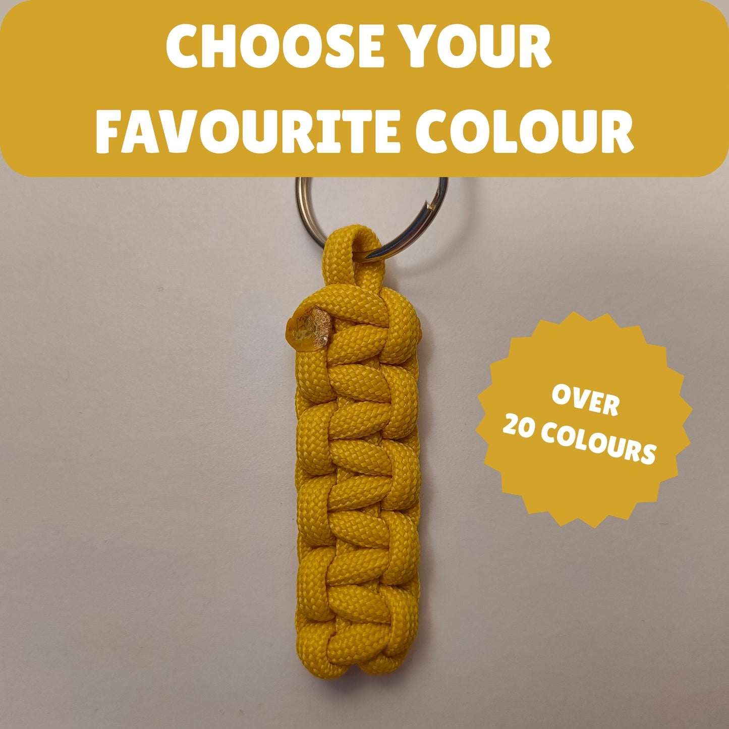 Custom Paracord Keyring: One Colour Cobra Knot - Choose Your Favourite Colour - Handmade Accessory