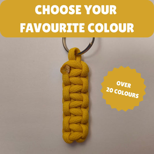 Custom Paracord Keyring: One Colour Cobra Knot - Choose Your Favourite Colour - Handmade Accessory