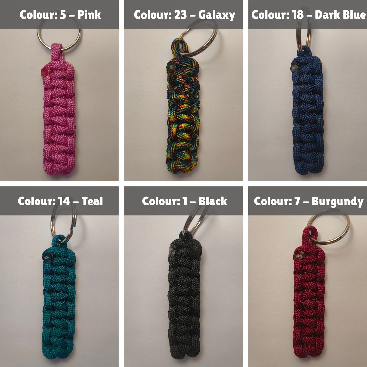 Custom Paracord Keyring: One Colour Cobra Knot - Choose Your Favourite Colour - Handmade Accessory
