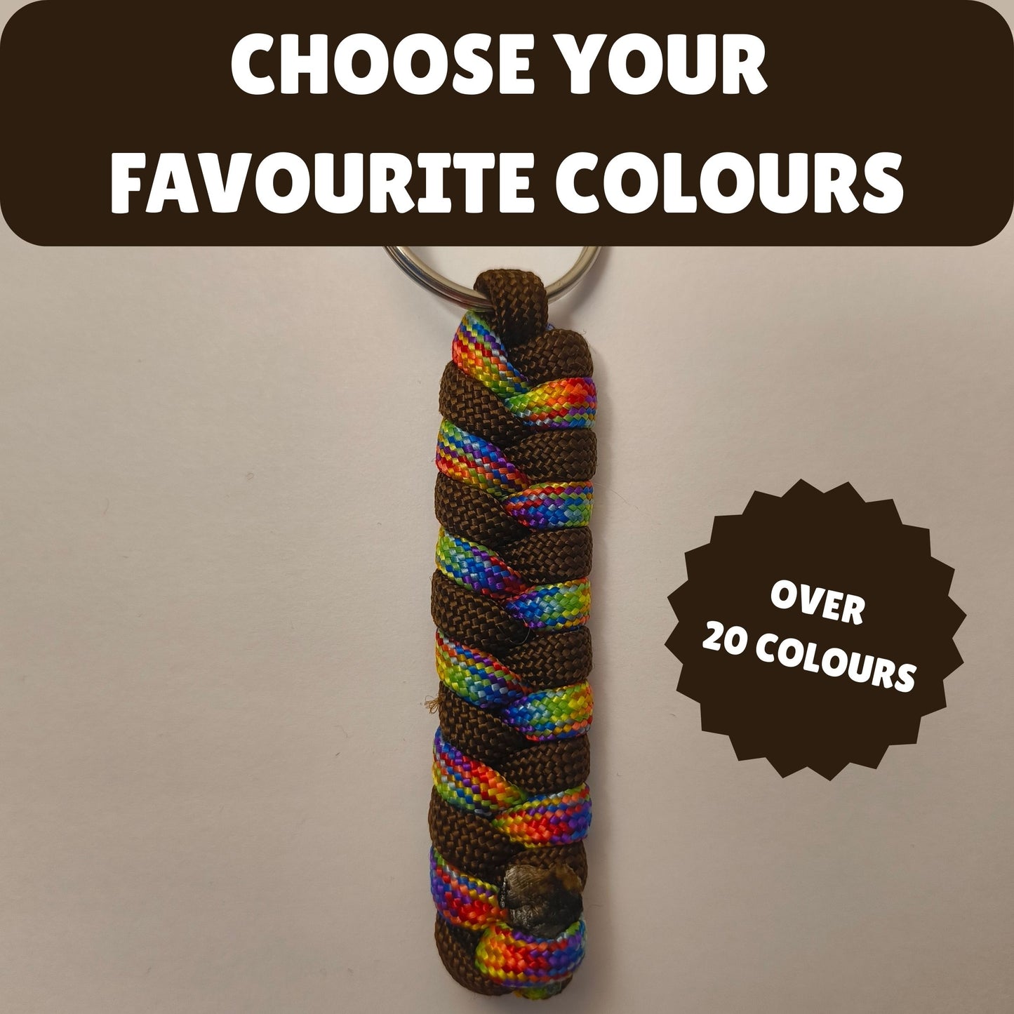 Custom Paracord Keyring: Two Colours Fishtail Weave - Choose Your Favourite Colours - Handmade Accessory