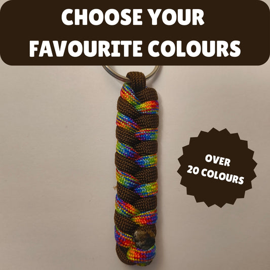 Custom Paracord Keyring: Two Colours Fishtail Weave - Choose Your Favourite Colours - Handmade Accessory