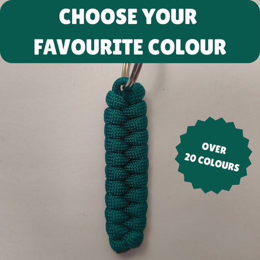 Custom Paracord Keyring: One Colour Fishtail Weave - Choose Your Favourite Colour - Handmade Accessory
