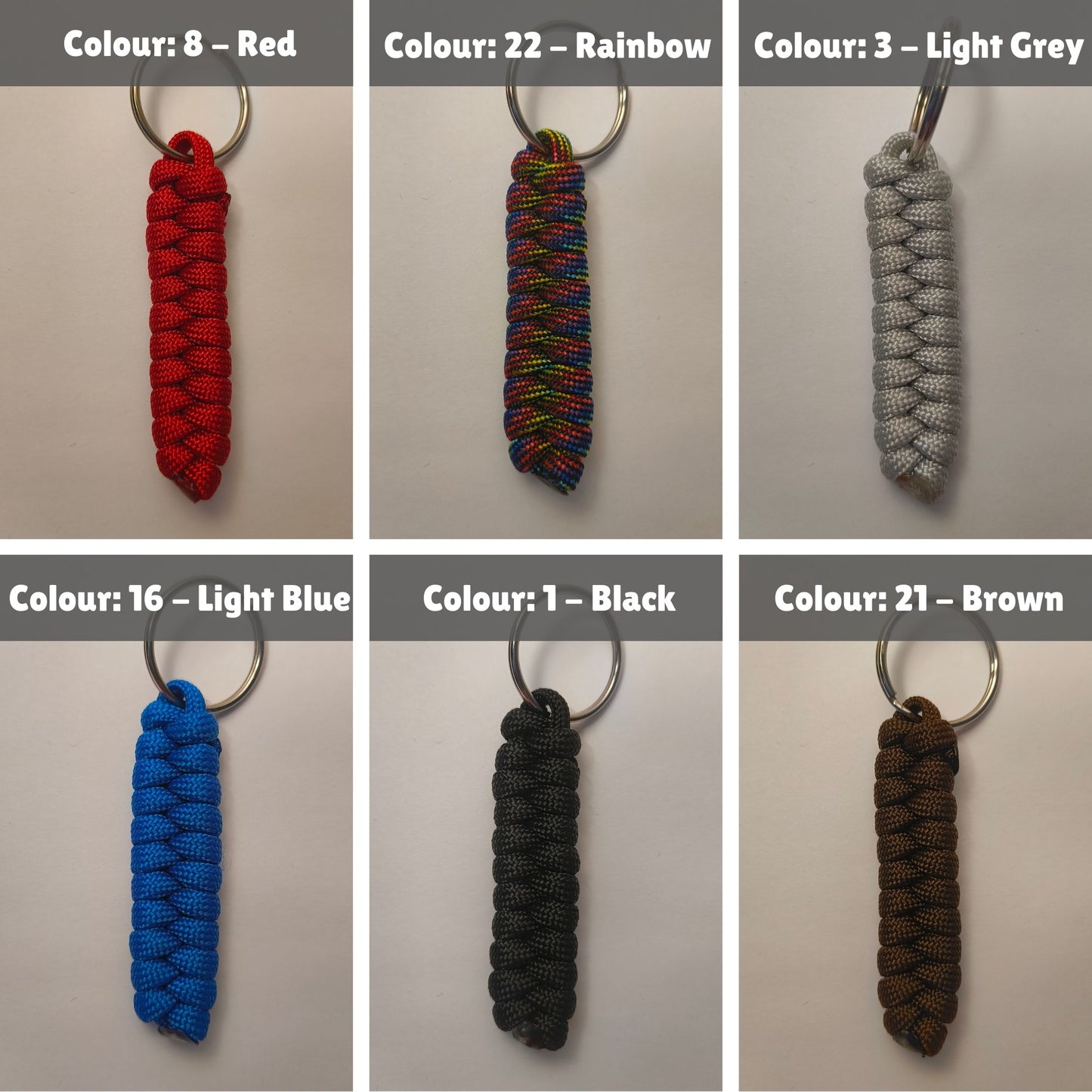 Custom Paracord Keyring: One Colour Fishtail Weave - Choose Your Favourite Colour - Handmade Accessory