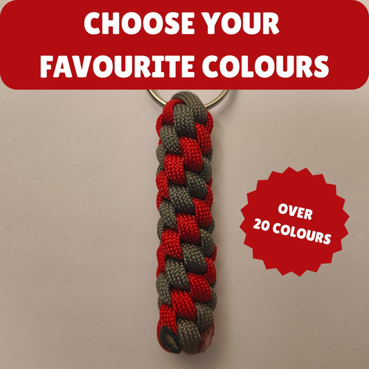 Custom Paracord Keyring: Two Colours Round Knot - Choose Your Favourite Colours - Handmade Accessory
