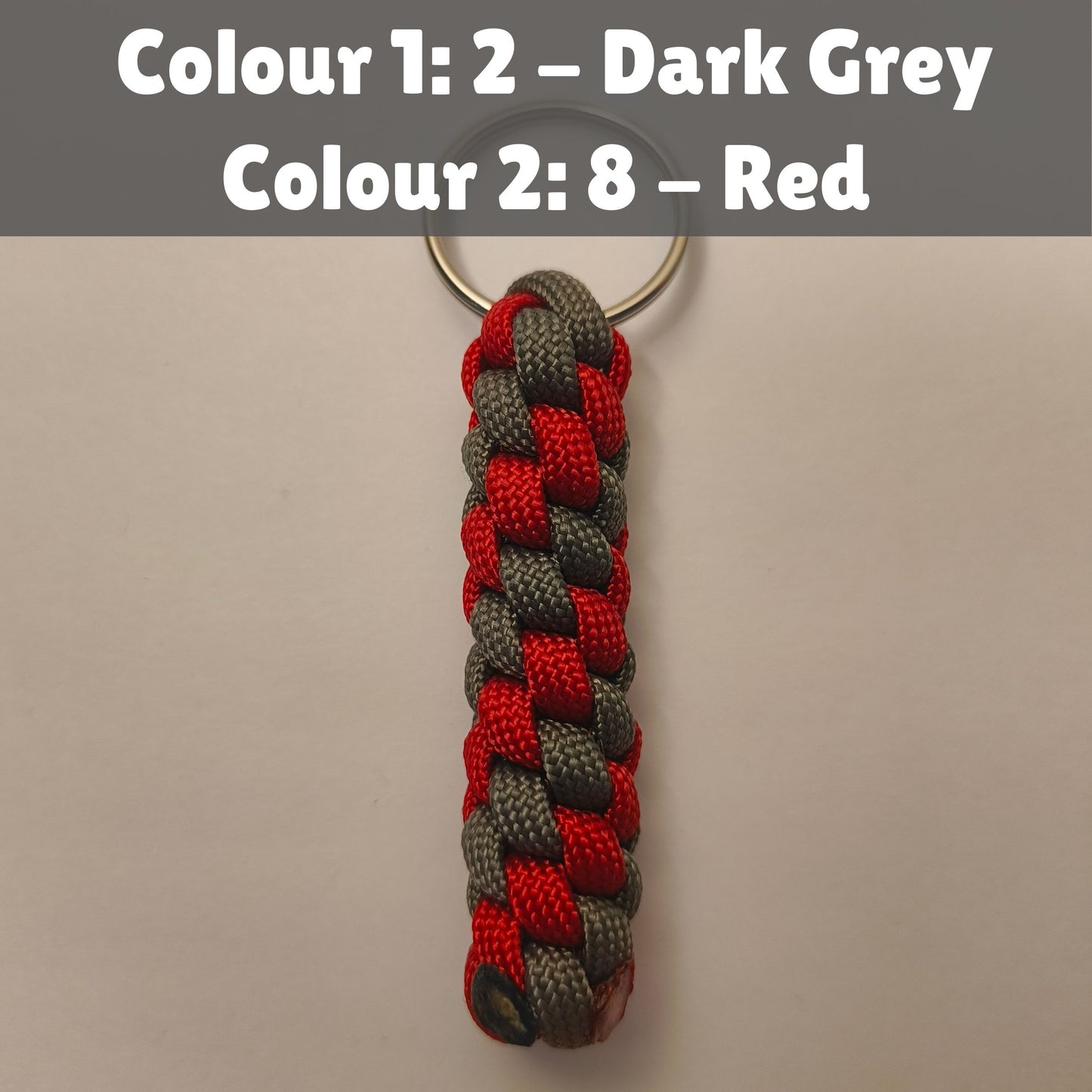 Custom Paracord Keyring: Two Colours Round Knot - Choose Your Favourite Colours - Handmade Accessory