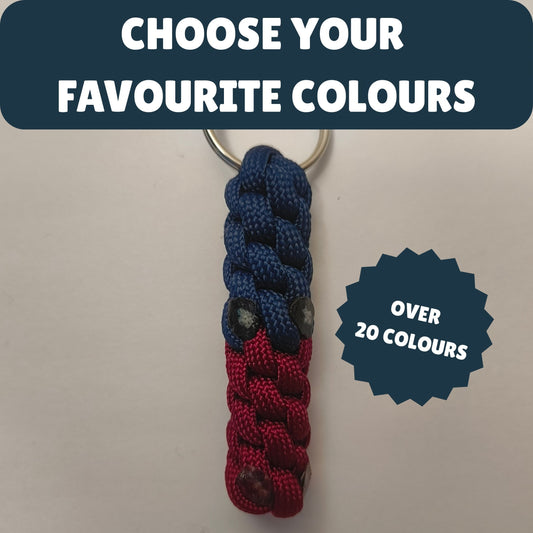 Custom Paracord Keyring: Two Colours Round Knot - Choose Your Favourite Colours - Handmade Accessory