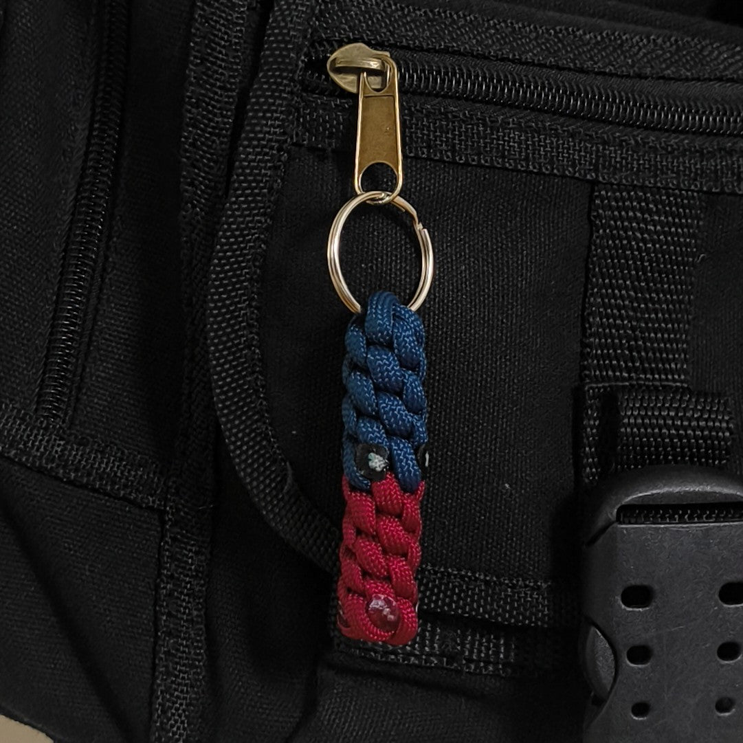 Custom Paracord Keyring: Two Colours Round Knot - Choose Your Favourite Colours - Handmade Accessory