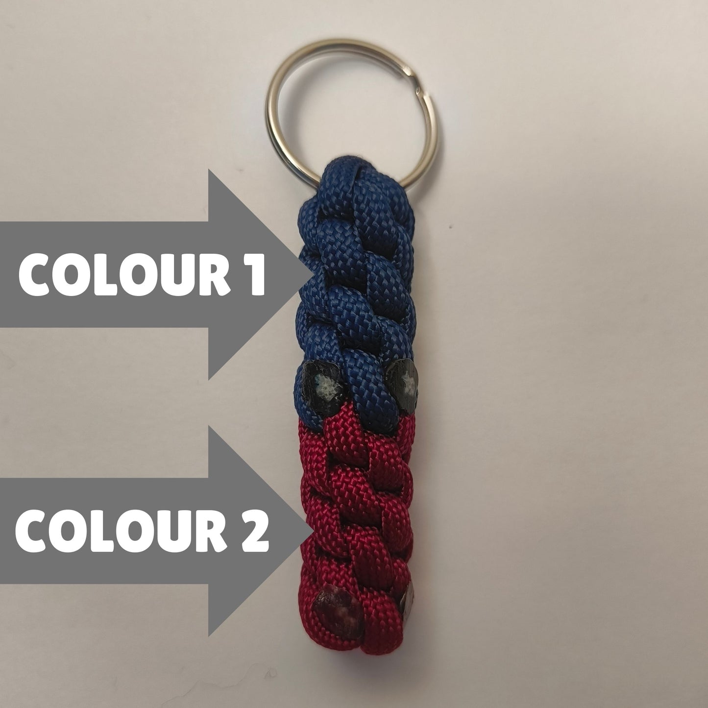 Custom Paracord Keyring: Two Colours Round Knot - Choose Your Favourite Colours - Handmade Accessory