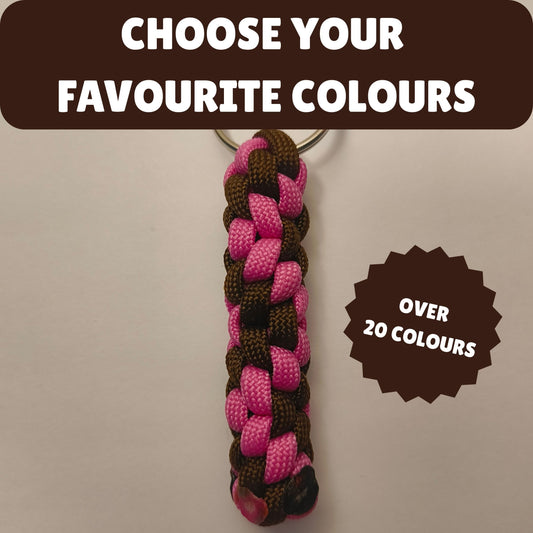 Custom Paracord Keyring: Round Knot, Zigzag Pattern - Choose Your Favourite Colours - Handmade Accessory