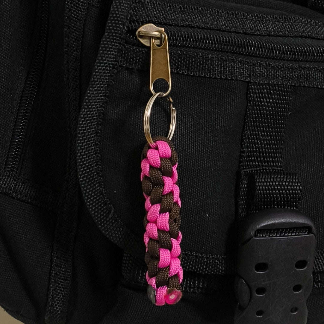 Custom Paracord Keyring: Round Knot, Zigzag Pattern - Choose Your Favourite Colours - Handmade Accessory