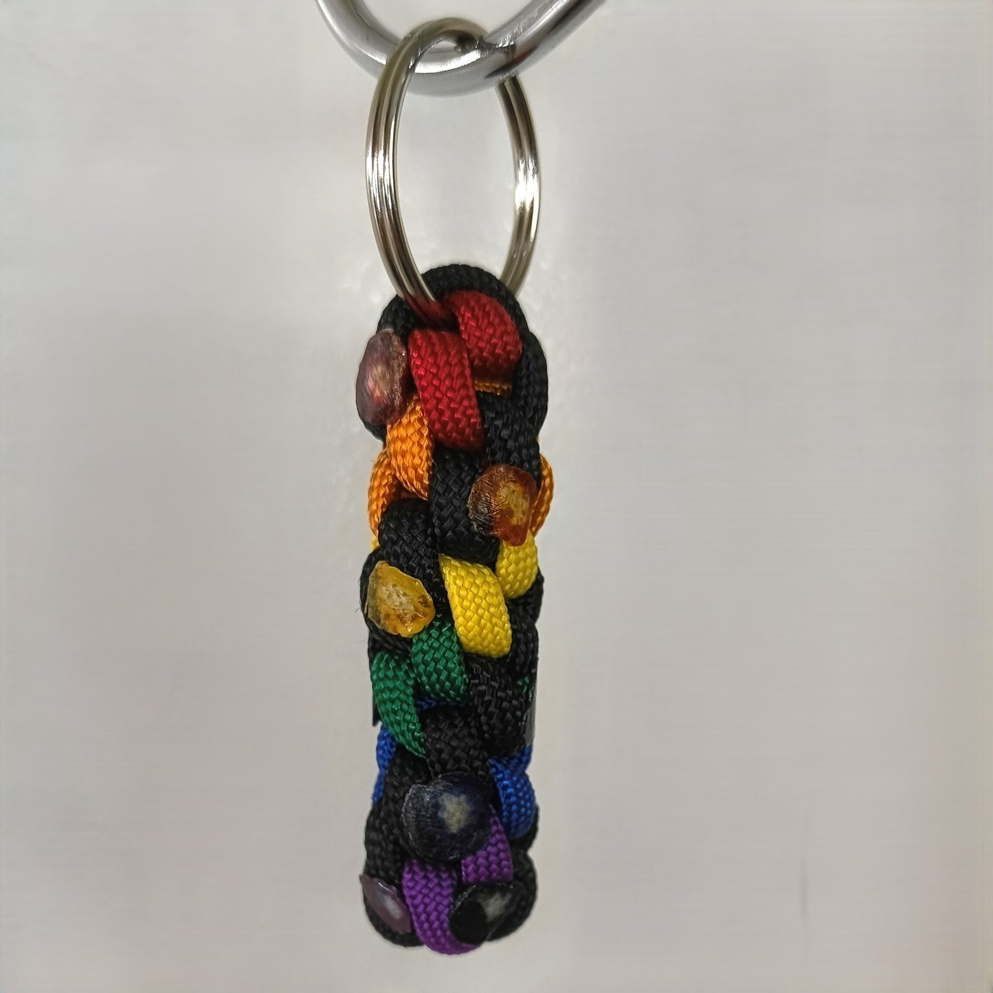 Paracord Keyring: Rainbow Round Knot - Handmade Accessory