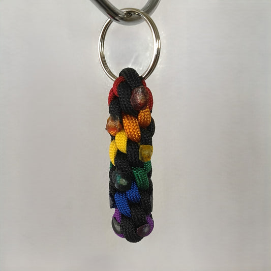 Paracord Keyring: Rainbow Round Knot - Handmade Accessory