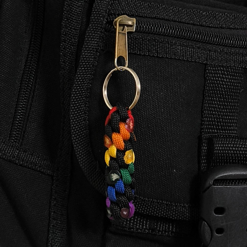 Paracord Keyring: Rainbow Round Knot - Handmade Accessory