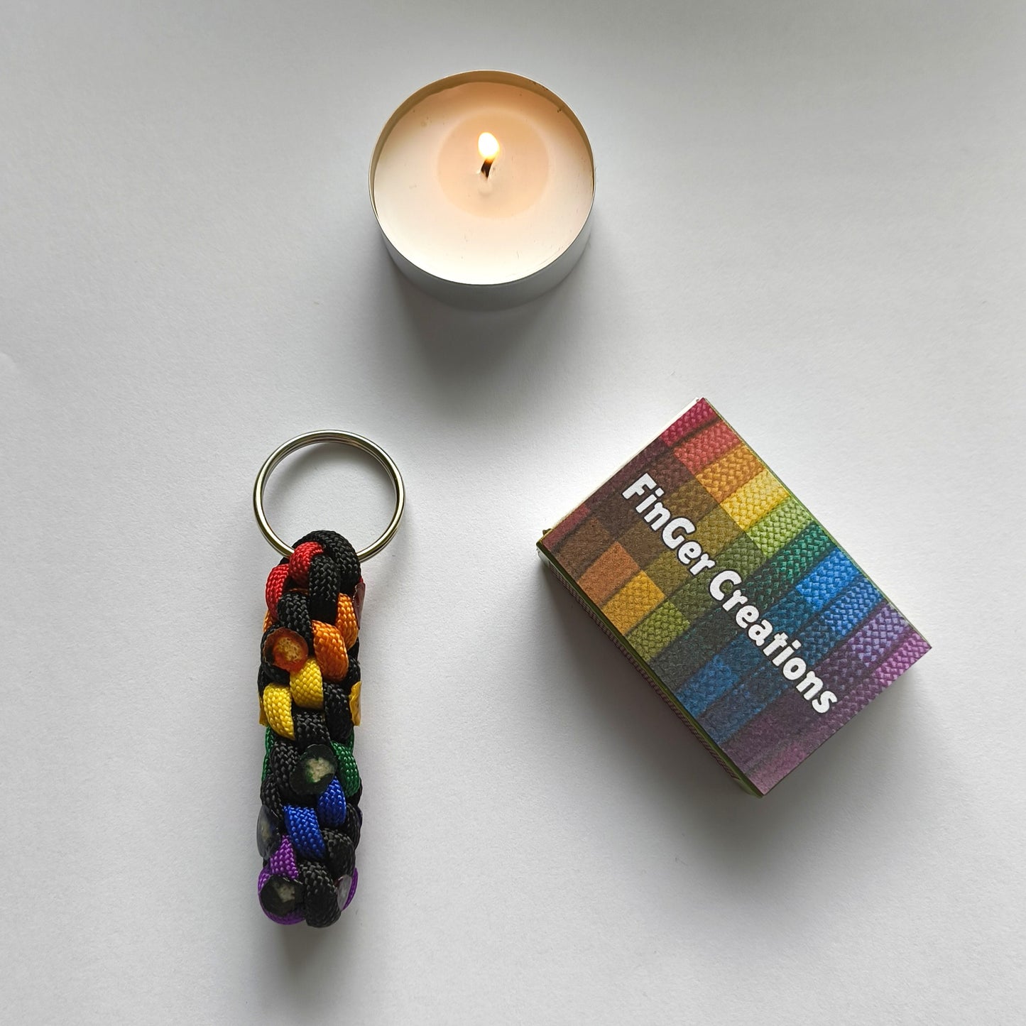 Paracord Keyring: Rainbow Round Knot - Handmade Accessory
