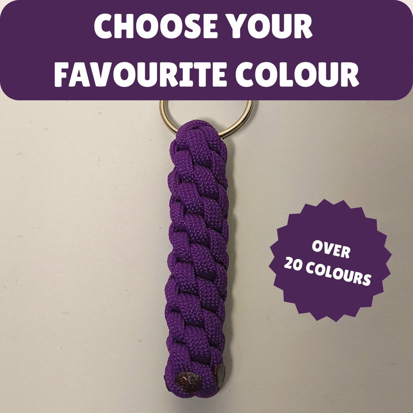 Custom Paracord Keyring: One Colour Round Knot - Choose Your Favourite Colour - Handmade Accessory