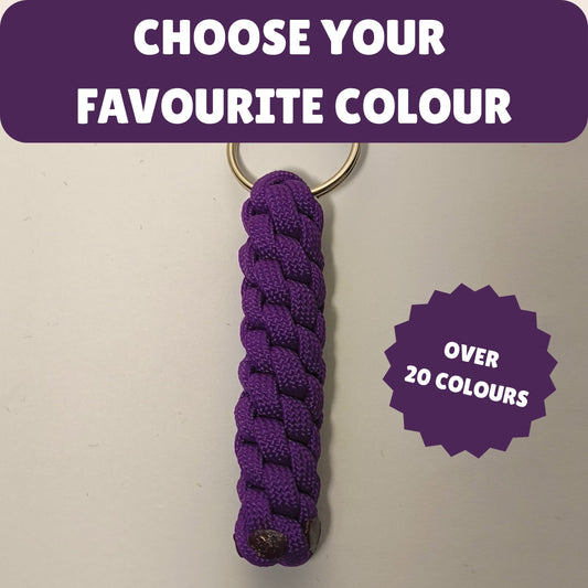 Custom Paracord Keyring: One Colour Round Knot - Choose Your Favourite Colour - Handmade Accessory