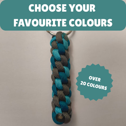 Custom Paracord Keyring: Three Colours Round Knot - Choose Your Favourite Colours - Handmade Accessory