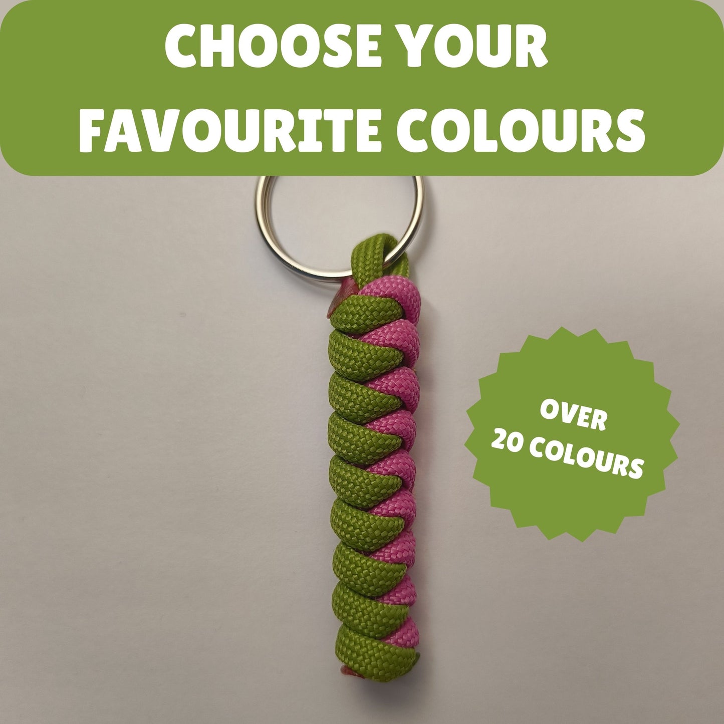 Custom Paracord Keyring: Two Colours Snake Knot  - Choose Your Favourite Colours - Handmade Accessory