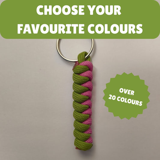 Custom Paracord Keyring: Two Colours Snake Knot  - Choose Your Favourite Colours - Handmade Accessory