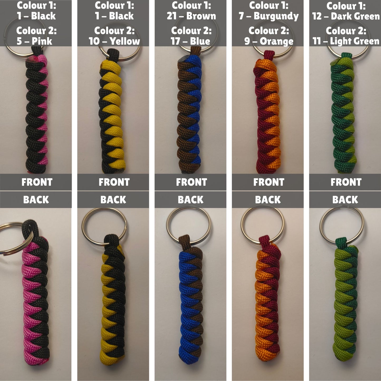 Custom Paracord Keyring: Two Colours Snake Knot  - Choose Your Favourite Colours - Handmade Accessory