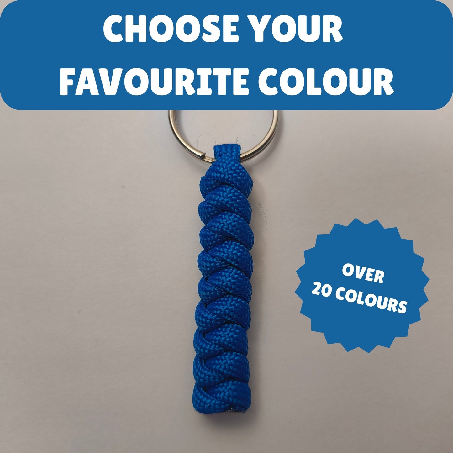 Custom Paracord Keyring: One Colour Snake Knot  - Choose Your Favourite Colour - Handmade Accessory