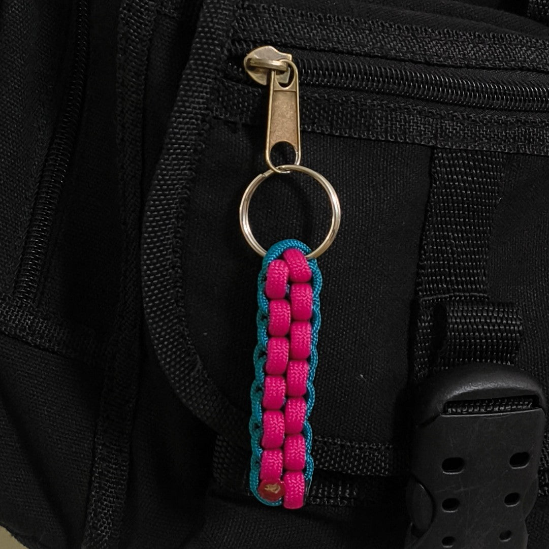 Custom Paracord Keyring: Two Colours Square Knot - Choose Your Favourite Colours - Handmade Accessory