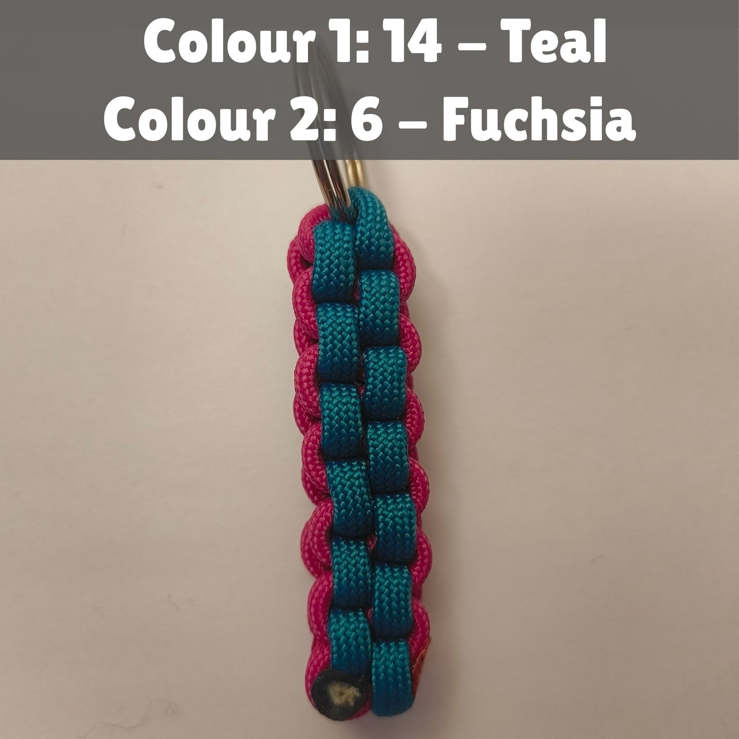 Custom Paracord Keyring: Two Colours Square Knot - Choose Your Favourite Colours - Handmade Accessory