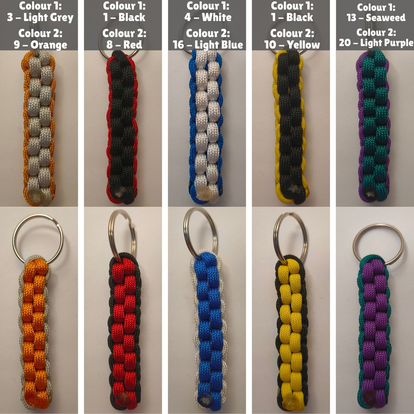 Custom Paracord Keyring: Two Colours Square Knot - Choose Your Favourite Colours - Handmade Accessory