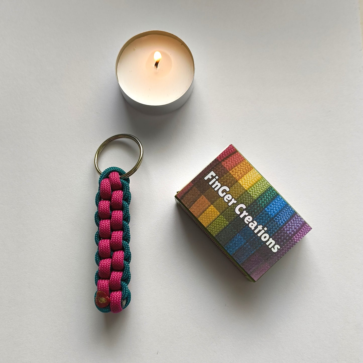 Custom Paracord Keyring: Two Colours Square Knot - Choose Your Favourite Colours - Handmade Accessory