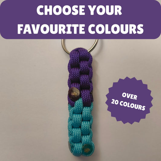 Custom Paracord Keyring: Two Colours Square Knot - Choose Your Favourite Colours - Handmade Accessory