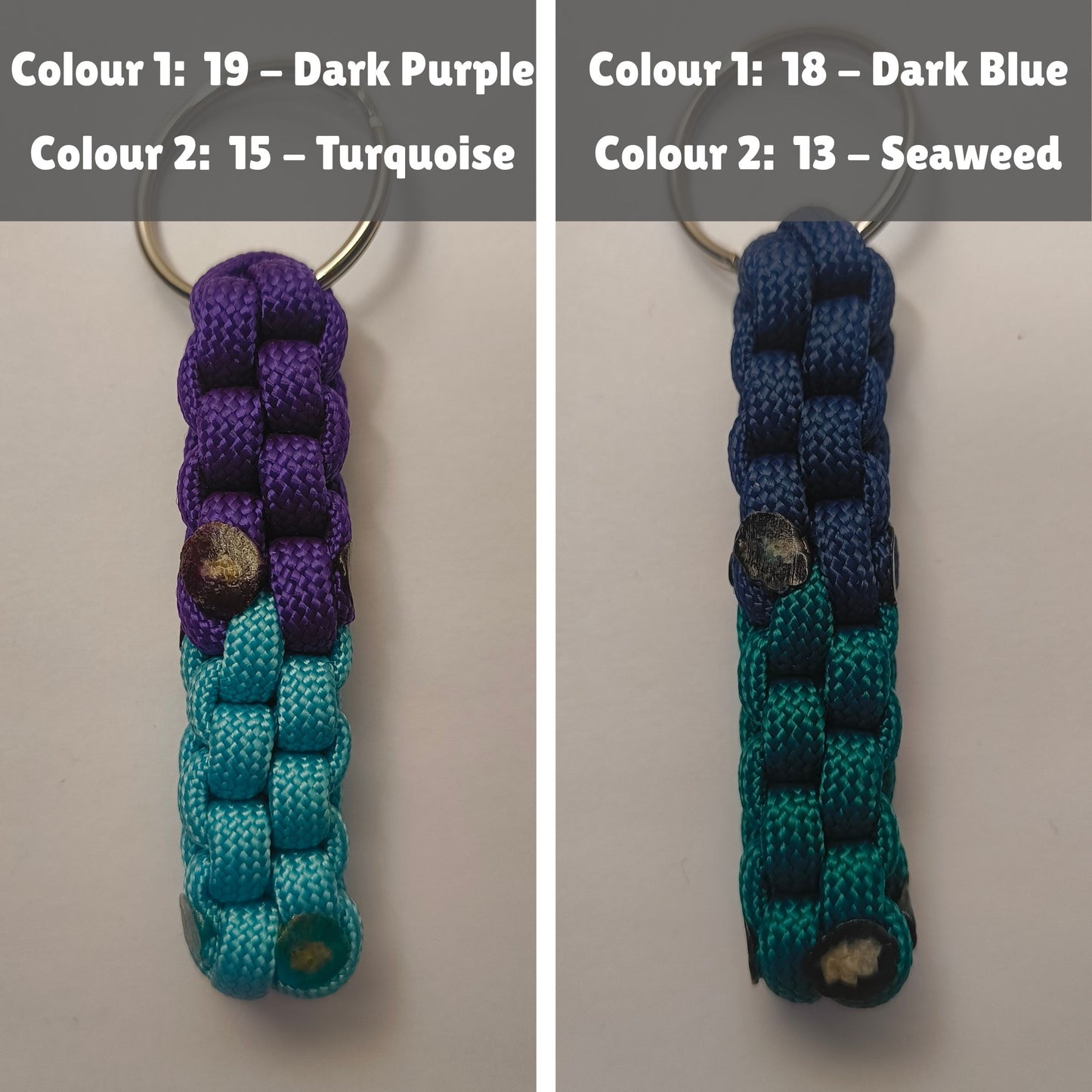 Custom Paracord Keyring: Two Colours Square Knot - Choose Your Favourite Colours - Handmade Accessory