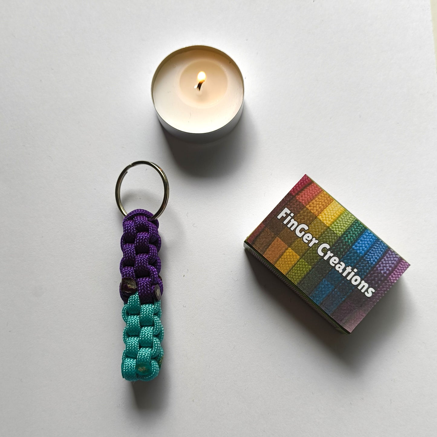 Custom Paracord Keyring: Two Colours Square Knot - Choose Your Favourite Colours - Handmade Accessory