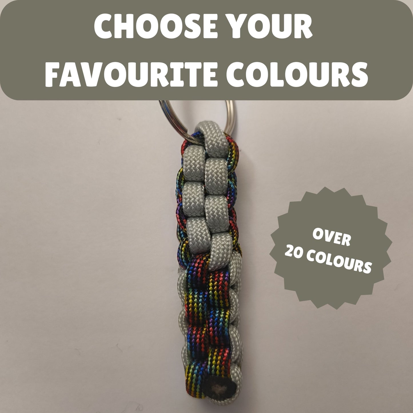 Custom Paracord Keyring: Two Colours Square Knot - Choose Your Favourite Colours - Handmade Accessory