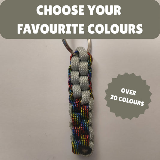Custom Paracord Keyring: Two Colours Square Knot - Choose Your Favourite Colours - Handmade Accessory