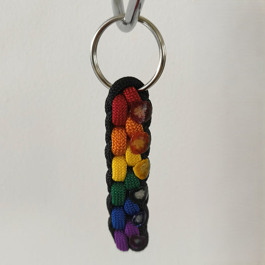 Paracord Keyring: Rainbow Square Knot - Handmade Accessory