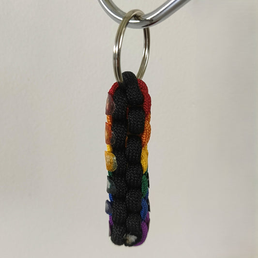 Paracord Keyring: Rainbow Square Knot - Handmade Accessory