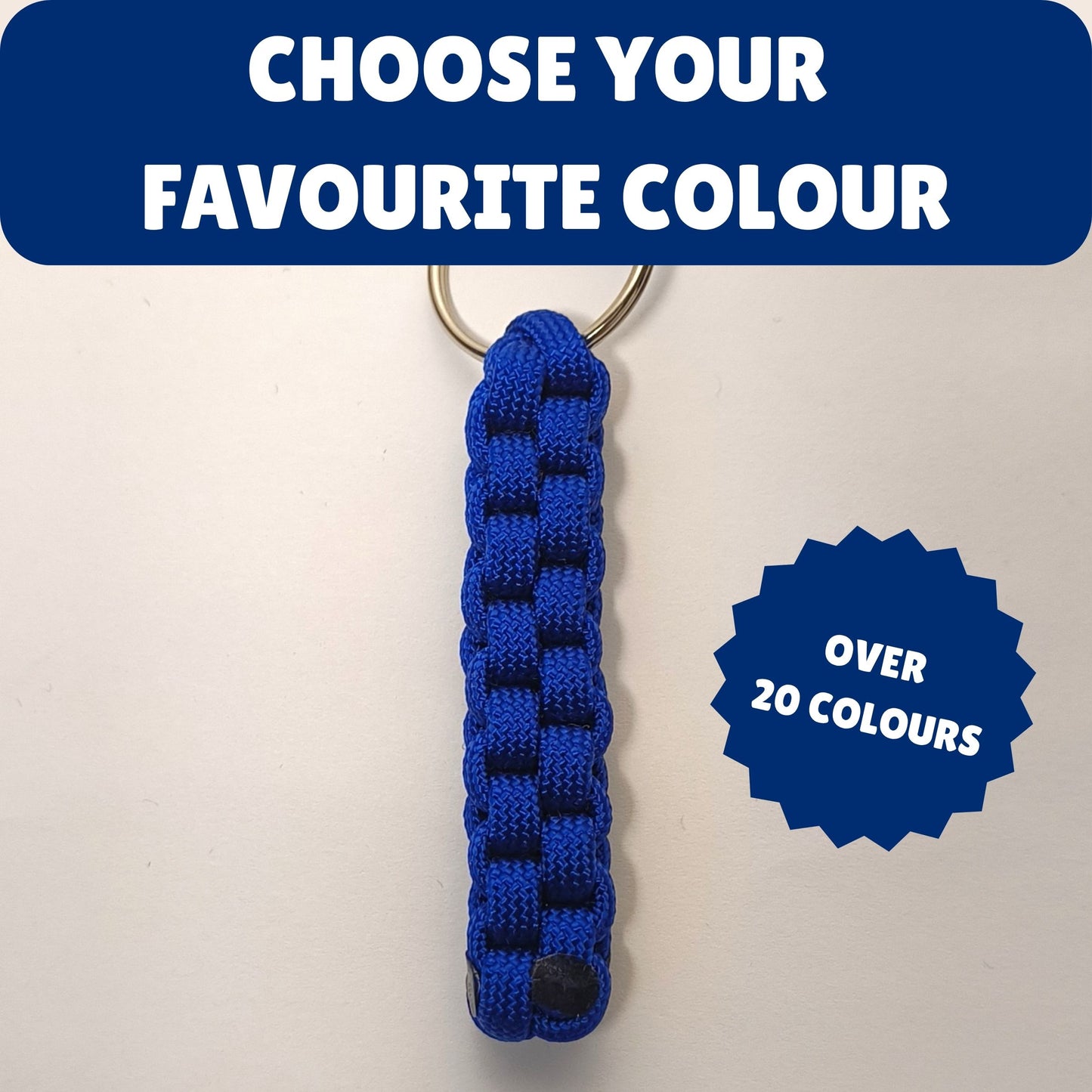 Custom Paracord Keyring: One Colour Square Knot - Choose Your Favourite Colour - Handmade Accessory