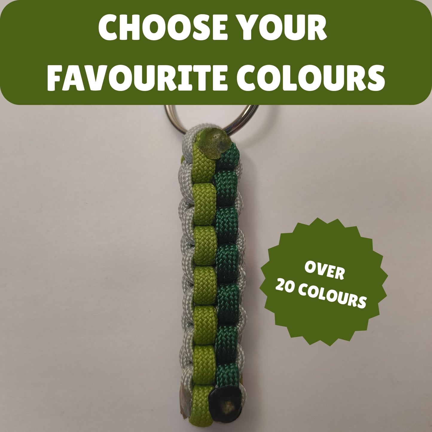 Custom Paracord Keyring: Three Colours Square Knot - Choose Your Favourite Colours - Handmade Accessory